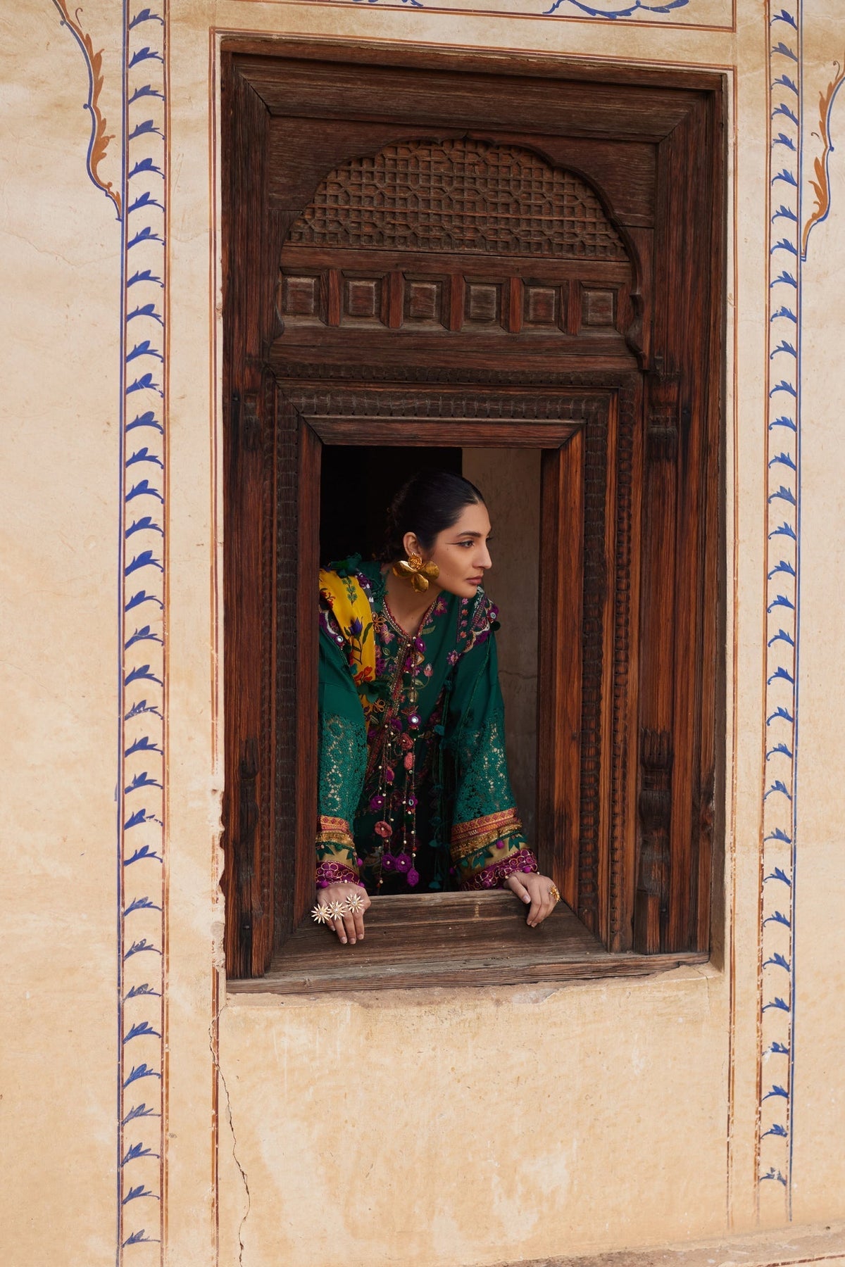 Elan | Luxury Lawn 25 | AURIELLE (EL25-06 A)-Brand:Elan-Type:Ladies Clothes-Emerald Green-Lawn-House of Maryam- Buy in UK, USA