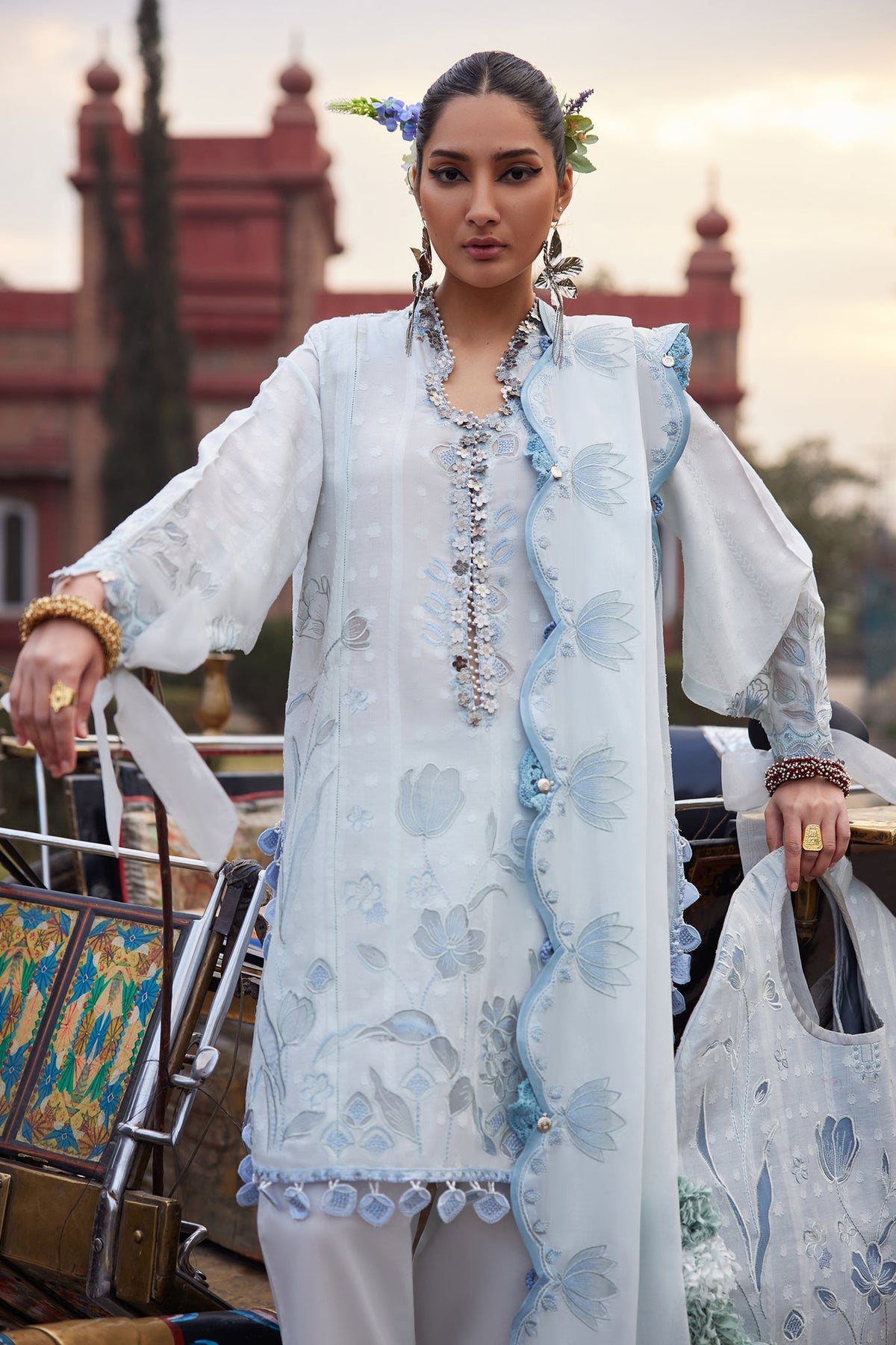 Elan | Luxury Lawn 25 | CELESTINE (EL25-05 B)-Brand:Elan-Type:Ladies Clothes-Blue-Lawn-House of Maryam- Buy in UK, USA