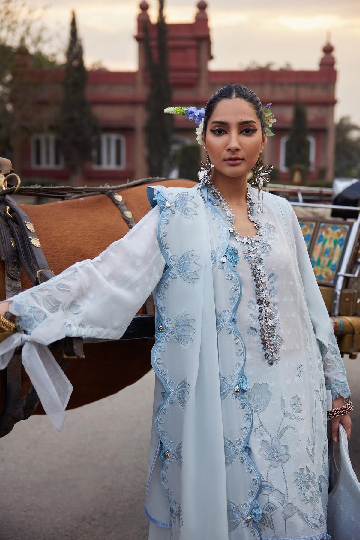 Elan | Luxury Lawn 25 | CELESTINE (EL25-05 B)-Brand:Elan-Type:Ladies Clothes-Blue-Lawn-House of Maryam- Buy in UK, USA