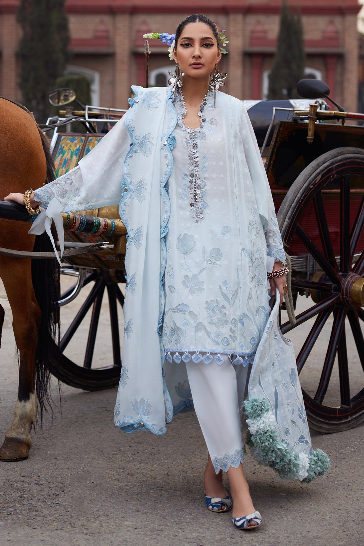 Elan | Luxury Lawn 25 | CELESTINE (EL25-05 B)-Brand:Elan-Type:Ladies Clothes-Blue-Lawn-House of Maryam- Buy in UK, USA
