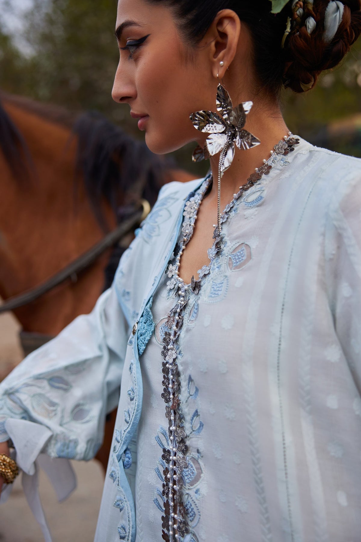 Elan | Luxury Lawn 25 | CELESTINE (EL25-05 B)-Brand:Elan-Type:Ladies Clothes-Blue-Lawn-House of Maryam- Buy in UK, USA