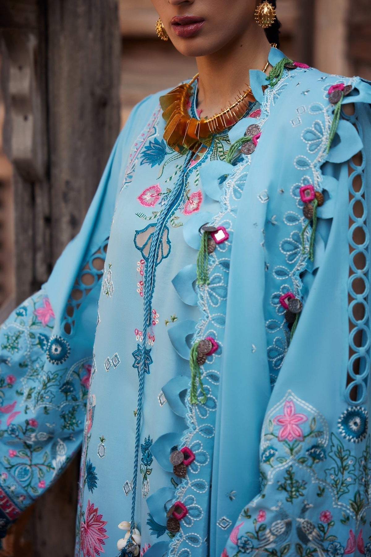 Elan | Luxury Lawn 25 | ISLA BLEU (EL25-11 A)-Brand:Elan-Type:Ladies Clothes-Denium Blue-Lawn-House of Maryam- Buy in UK, USA