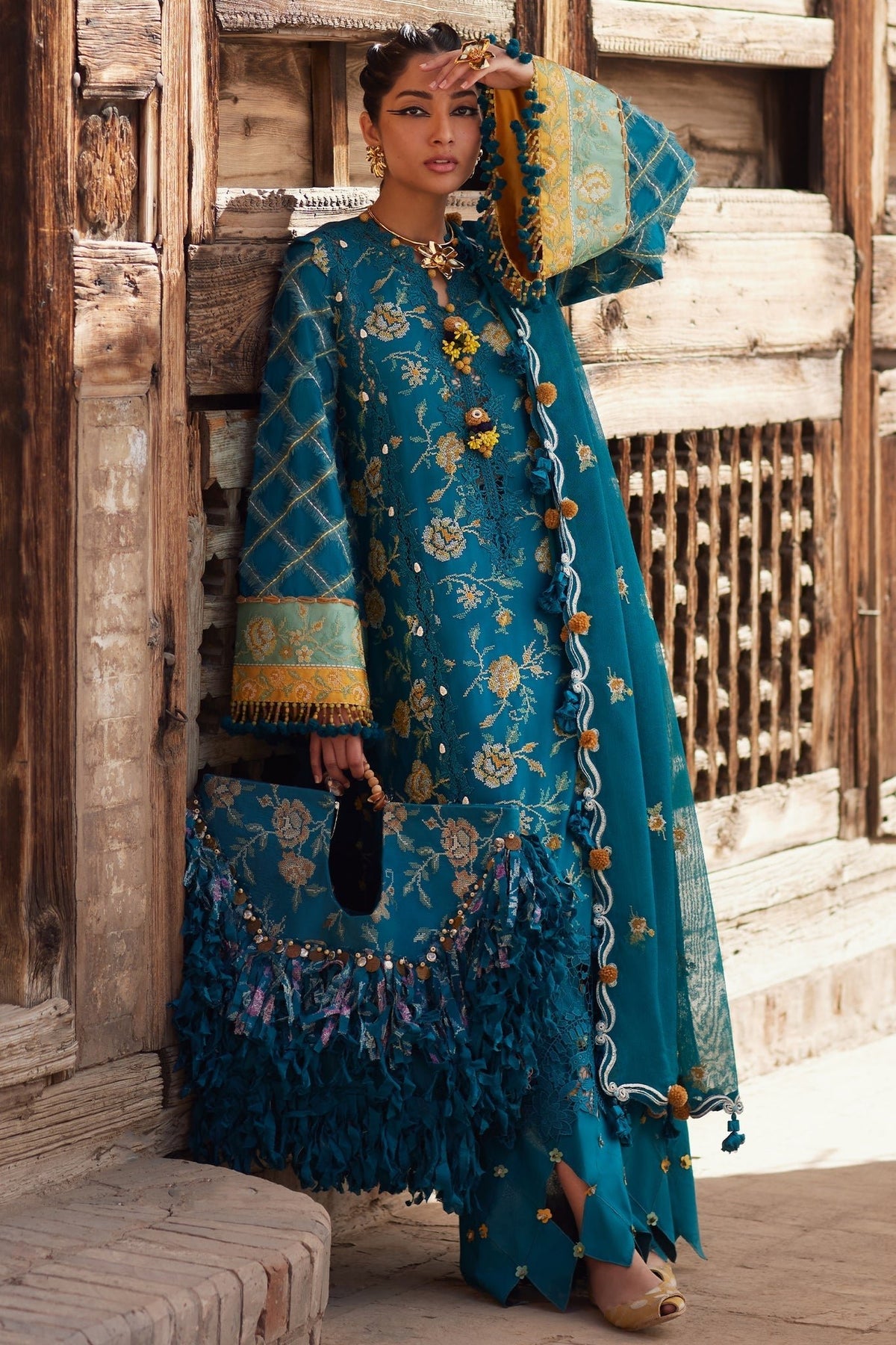 Elan | Luxury Lawn 25 | OPHELIA (EL25-10 A)-Brand:Elan-Type:Ladies Clothes-Sea Green-Lawn-House of Maryam- Buy in UK, USA