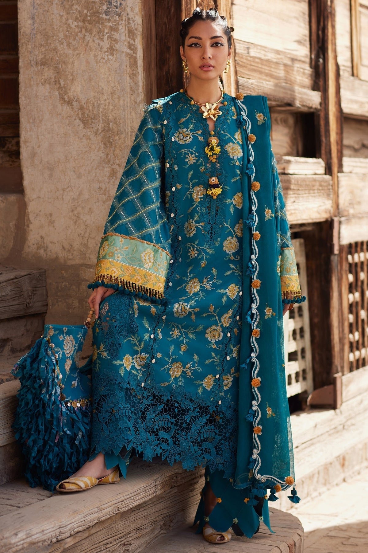 Elan | Luxury Lawn 25 | OPHELIA (EL25-10 A)-Brand:Elan-Type:Ladies Clothes-Sea Green-Lawn-House of Maryam- Buy in UK, USA
