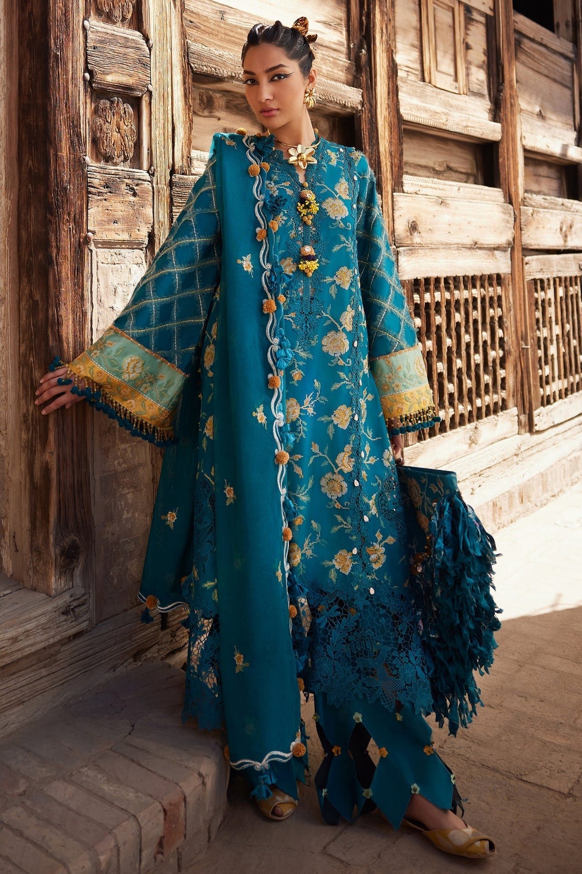 Elan | Luxury Lawn 25 | OPHELIA (EL25-10 A)-Brand:Elan-Type:Ladies Clothes-Sea Green-Lawn-House of Maryam- Buy in UK, USA