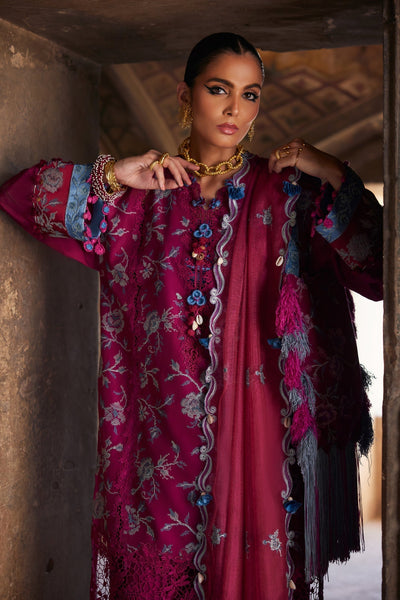 Elan | Luxury Lawn 25 | OPHELIA (EL25-10 B)-Brand:Elan-Type:Ladies Clothes-Magenta-Lawn-House of Maryam- Buy in UK, USA