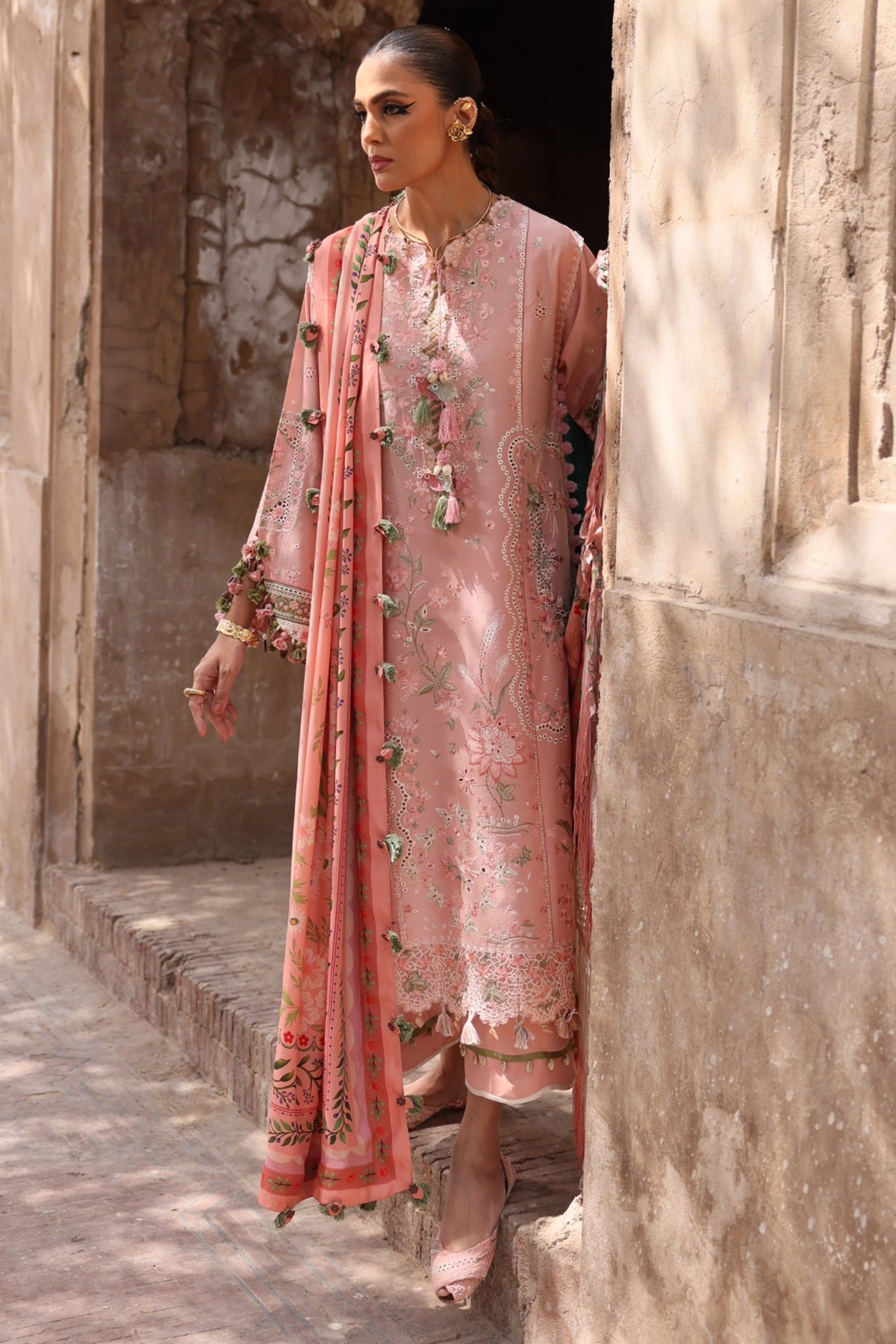 Elan | Luxury Lawn 25 | SERENE (EL25-01 A)-Brand:Elan-Type:Ladies Clothes-Blush Pink-Lawn-House of Maryam- Buy in UK, USA