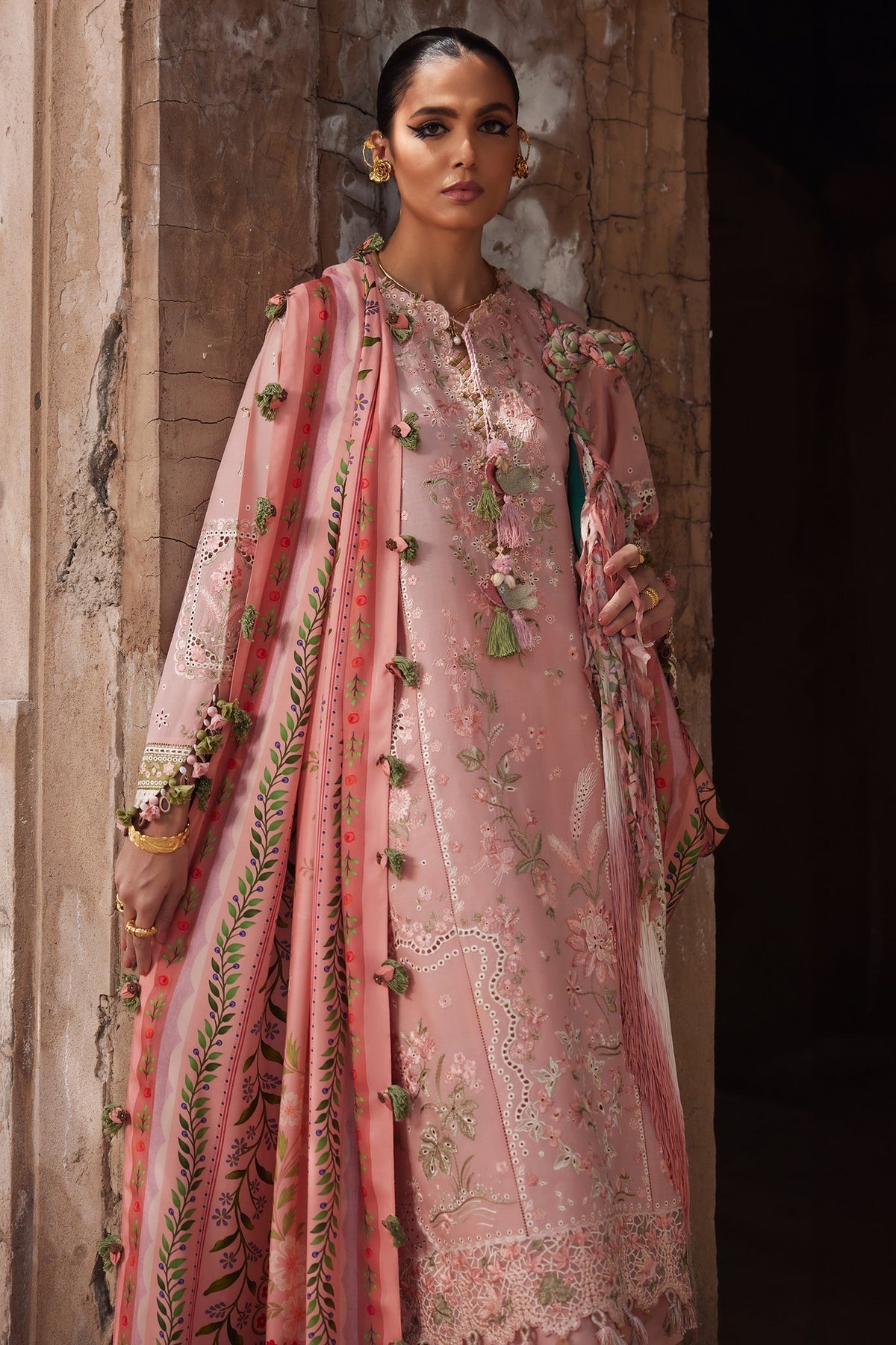 Elan | Luxury Lawn 25 | SERENE (EL25-01 A)-Brand:Elan-Type:Ladies Clothes-Blush Pink-Lawn-House of Maryam- Buy in UK, USA