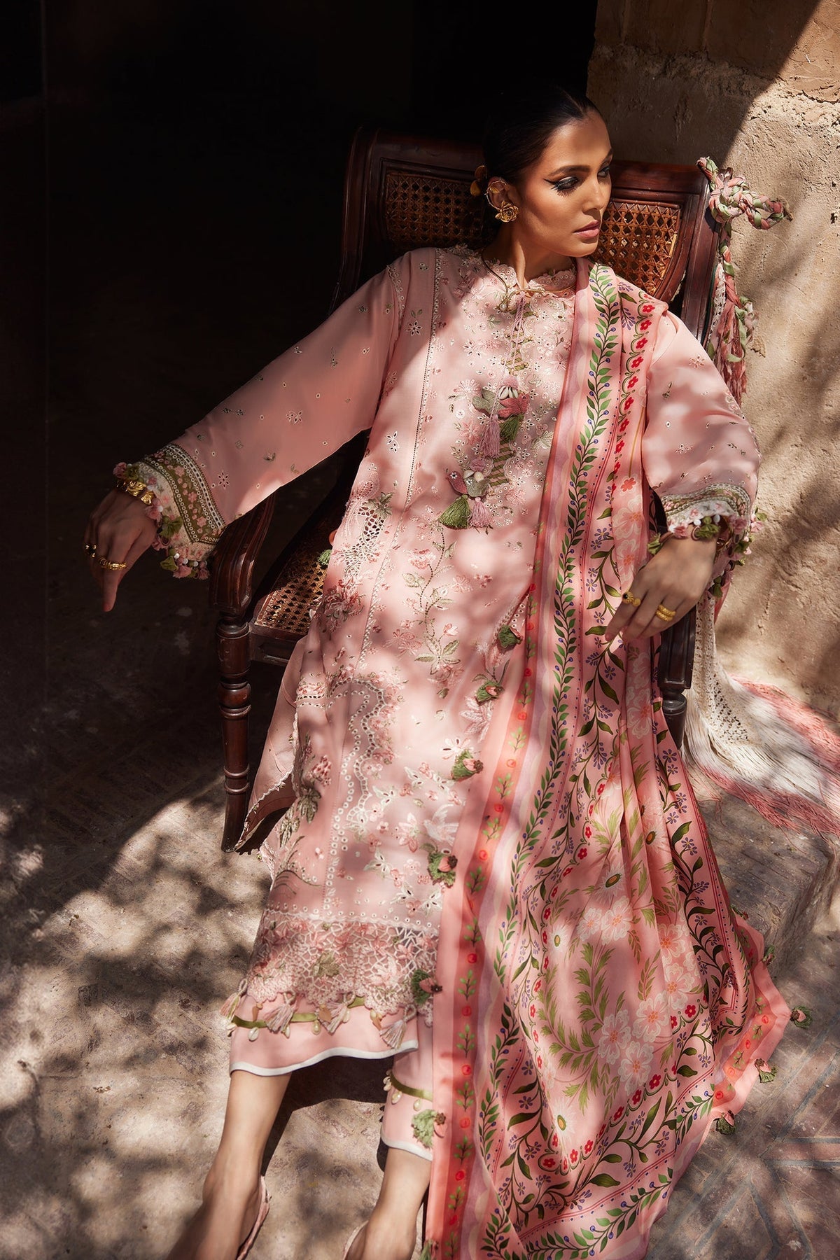 Elan | Luxury Lawn 25 | SERENE (EL25-01 A)-Brand:Elan-Type:Ladies Clothes-Blush Pink-Lawn-House of Maryam- Buy in UK, USA