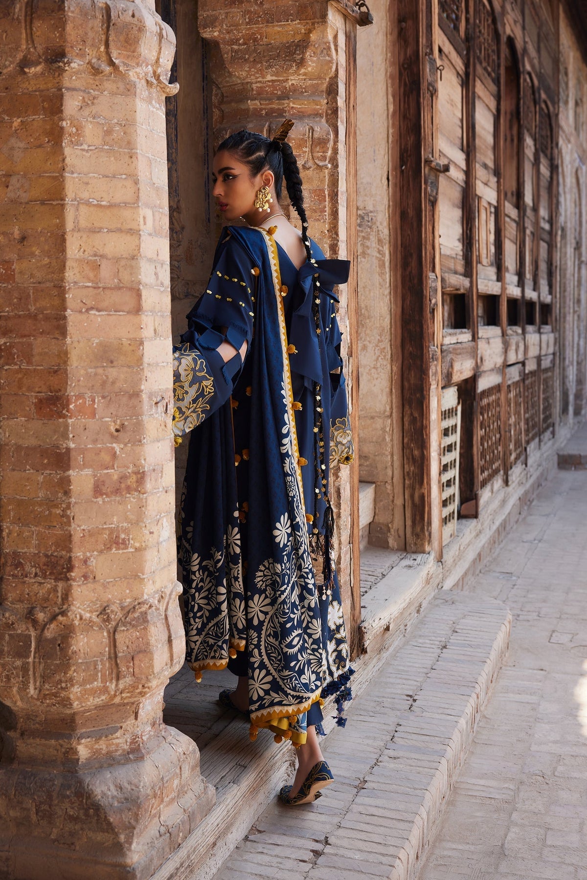 Elan | Luxury Lawn 25 | SOLENE (EL25-03 B)-Brand:Elan-Type:Ladies Clothes-Dark Blue-Lawn-House of Maryam- Buy in UK, USA