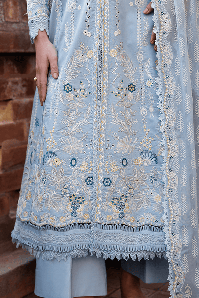 Emaan Adeel | Mirabelle Festive Luxury Lawn | BLISSFUL DREAMS-Brand:Emaan Adeel-Type:Ladies Clothes-Powder Blue-Lawn-House of Maryam- Buy in UK, USA