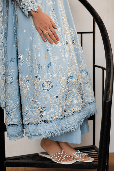 Emaan Adeel | Mirabelle Festive Luxury Lawn | BLISSFUL DREAMS-Brand:Emaan Adeel-Type:Ladies Clothes-Powder Blue-Lawn-House of Maryam- Buy in UK, USA