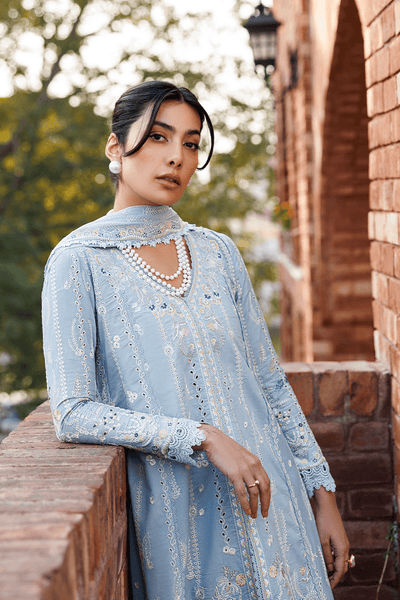 Emaan Adeel | Mirabelle Festive Luxury Lawn | BLISSFUL DREAMS-Brand:Emaan Adeel-Type:Ladies Clothes-Powder Blue-Lawn-House of Maryam- Buy in UK, USA