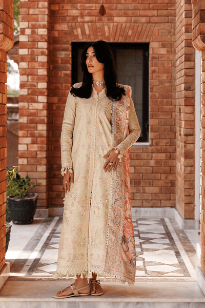 Emaan Adeel | Mirabelle Festive Luxury Lawn | BLOSSOM BLISS-Brand:Emaan Adeel-Type:Ladies Clothes-Ivory Gold-Lawn-House of Maryam- Buy in UK, USA