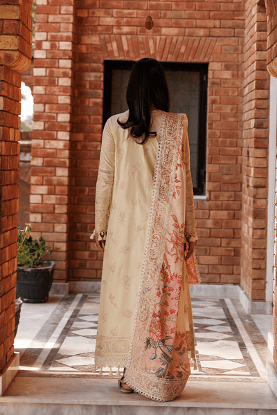 Emaan Adeel | Mirabelle Festive Luxury Lawn | BLOSSOM BLISS-Brand:Emaan Adeel-Type:Ladies Clothes-Ivory Gold-Lawn-House of Maryam- Buy in UK, USA