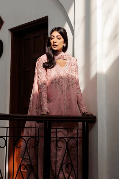 Emaan Adeel | Mirabelle Festive Luxury Lawn | FIONA-Brand:Emaan Adeel-Type:Ladies Clothes-Pink-Lawn-House of Maryam- Buy in UK, USA