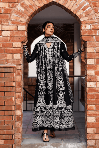 Emaan Adeel | Mirabelle Festive Luxury Lawn | MIDNIGHT BLISS-Brand:Emaan Adeel-Type:Ladies Clothes-Black-Lawn-House of Maryam- Buy in UK, USA