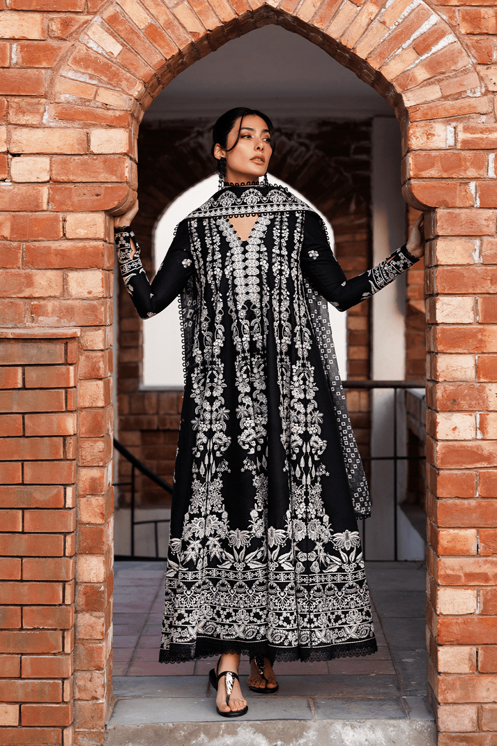 Emaan Adeel | Mirabelle Festive Luxury Lawn | MIDNIGHT BLISS-Brand:Emaan Adeel-Type:Ladies Clothes-Black-Lawn-House of Maryam- Buy in UK, USA