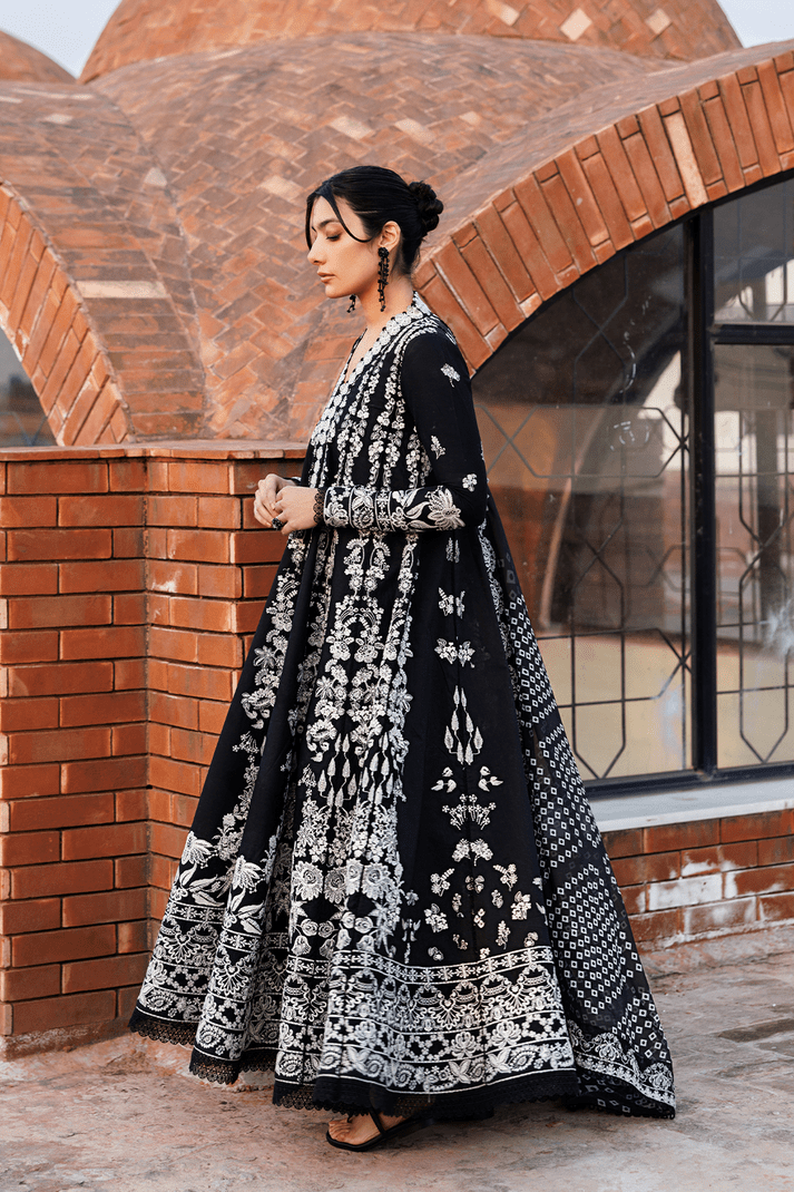 Emaan Adeel | Mirabelle Festive Luxury Lawn | MIDNIGHT BLISS-Brand:Emaan Adeel-Type:Ladies Clothes-Black-Lawn-House of Maryam- Buy in UK, USA