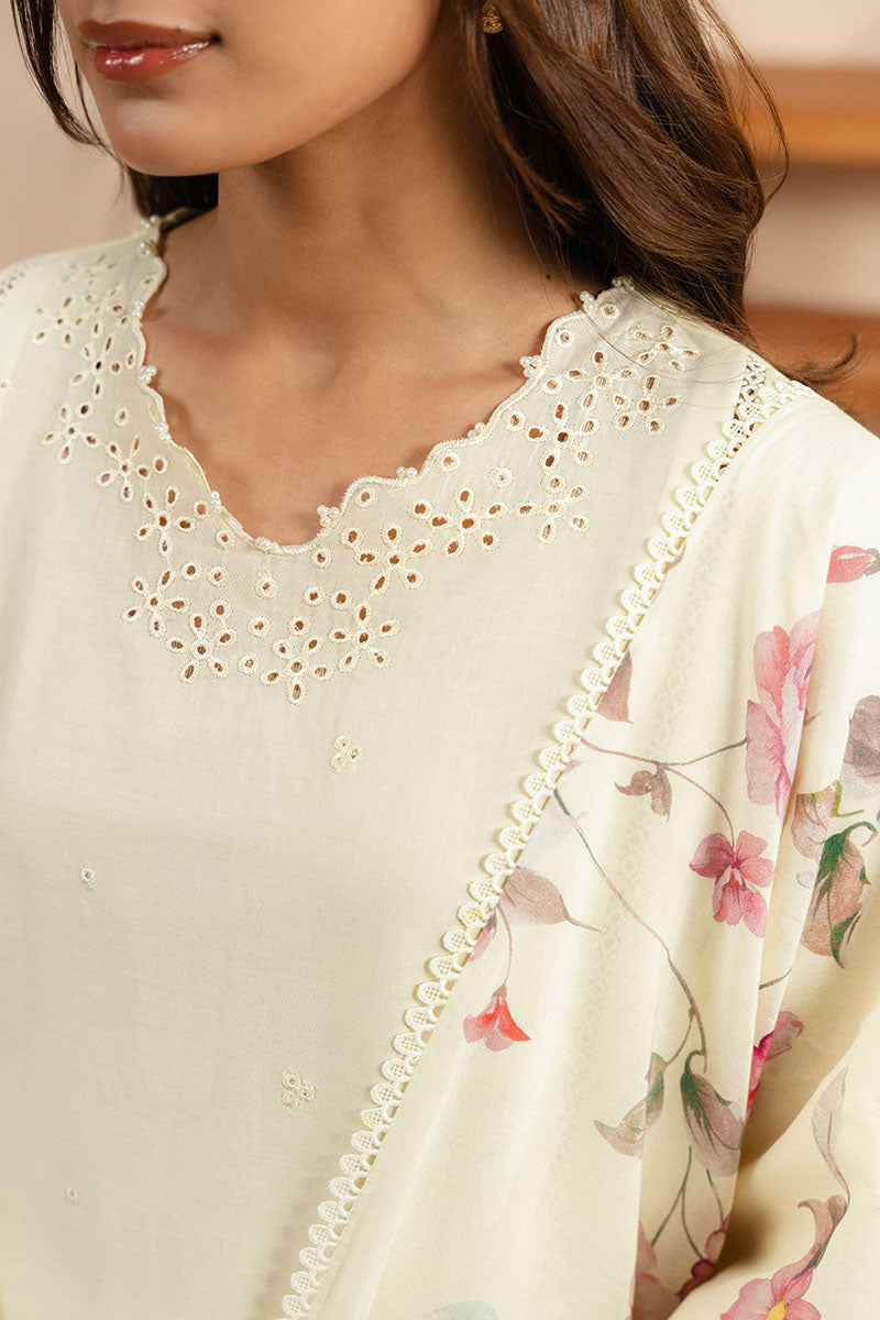 Cross Stitch | Exclusive Pret | Pale Yellow-2PC (Shirt & Dupatta)