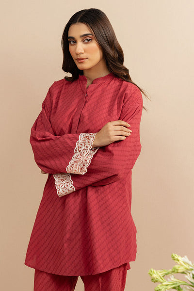 Cross Stitch | Basic Pret | Brick Red-2 PC (Shirt & Trouser)