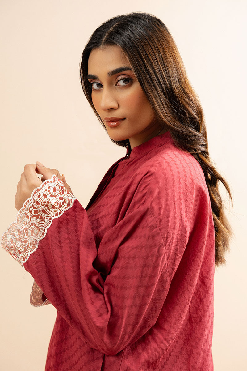 Cross Stitch | Basic Pret | Brick Red-2 PC (Shirt & Trouser), image 3