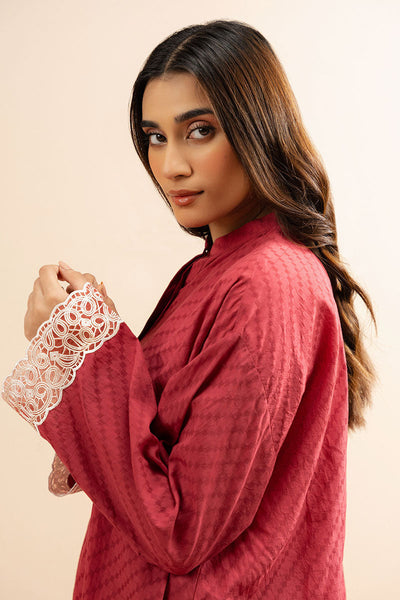 Cross Stitch | Basic Pret | Brick Red-2 PC (Shirt & Trouser)