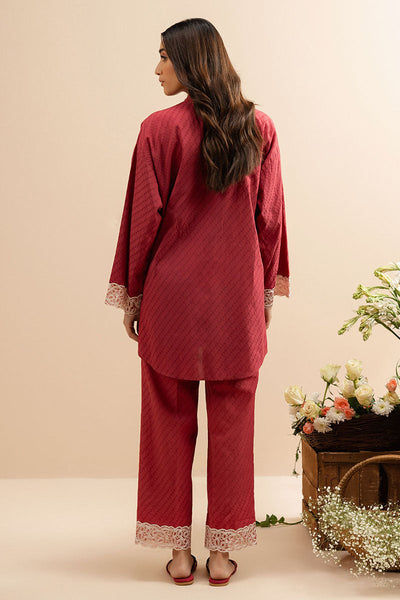 Cross Stitch | Basic Pret | Brick Red-2 PC (Shirt & Trouser)