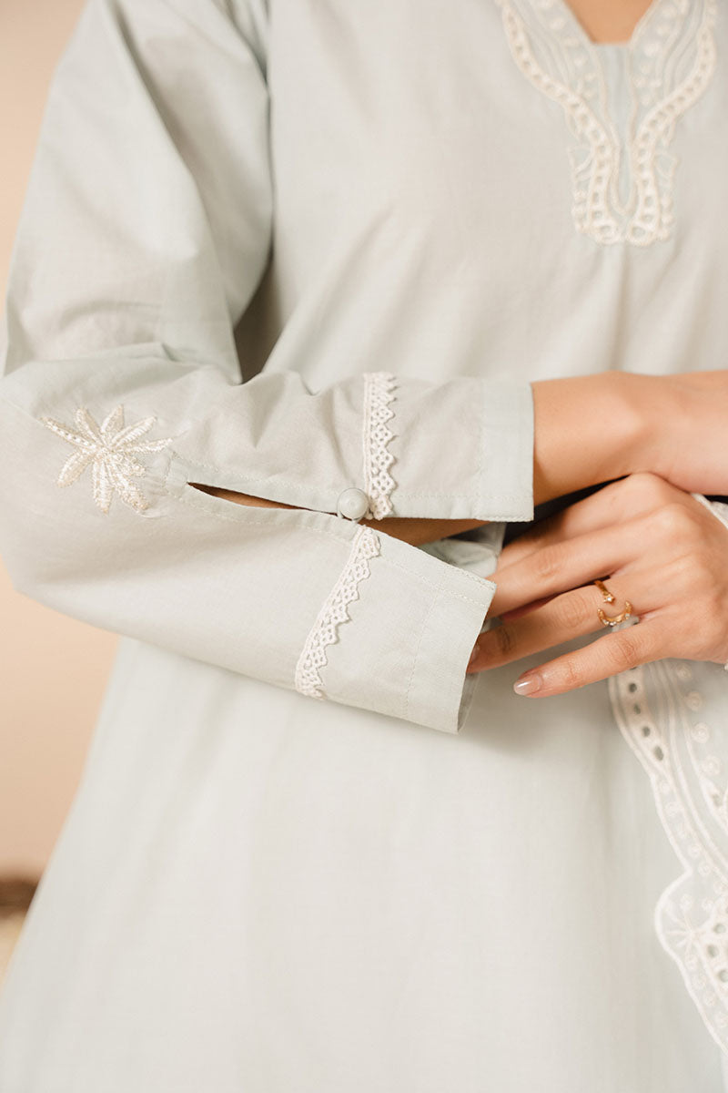 Cross Stitch | Basic Pret | Sky Gray-2PC (Shirt & Dupatta)