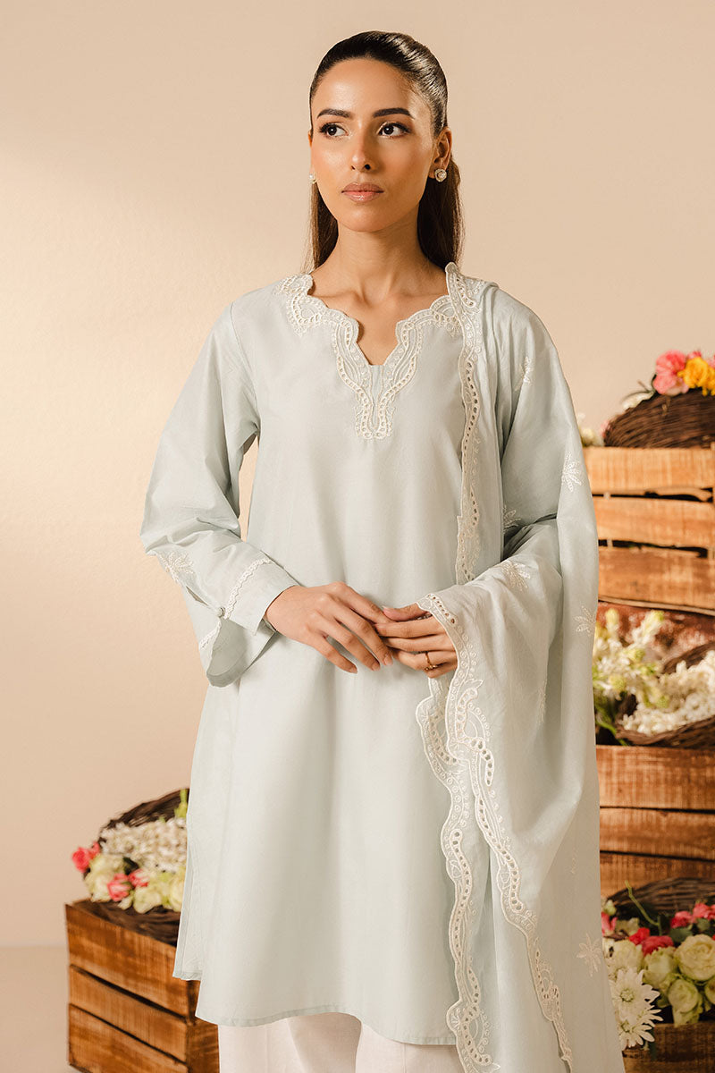 Cross Stitch | Basic Pret | Sky Gray-2PC (Shirt & Dupatta)