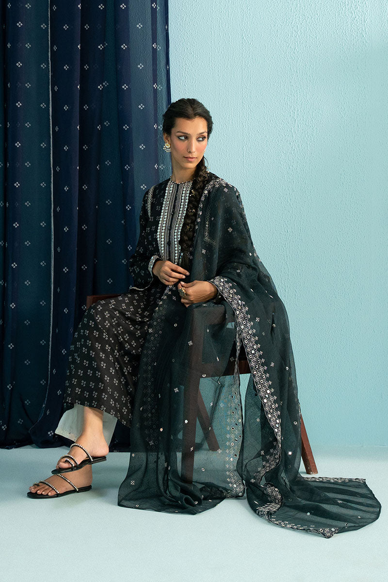Cross Stitch | Basic Pret | Black Bling-2PC (Shirt & Dupatta), image 3