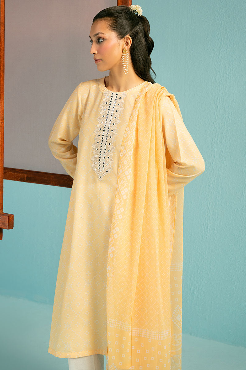 Cross Stitch | Basic Pret | Iris Lime-2PC (Shirt & Dupatta)-3