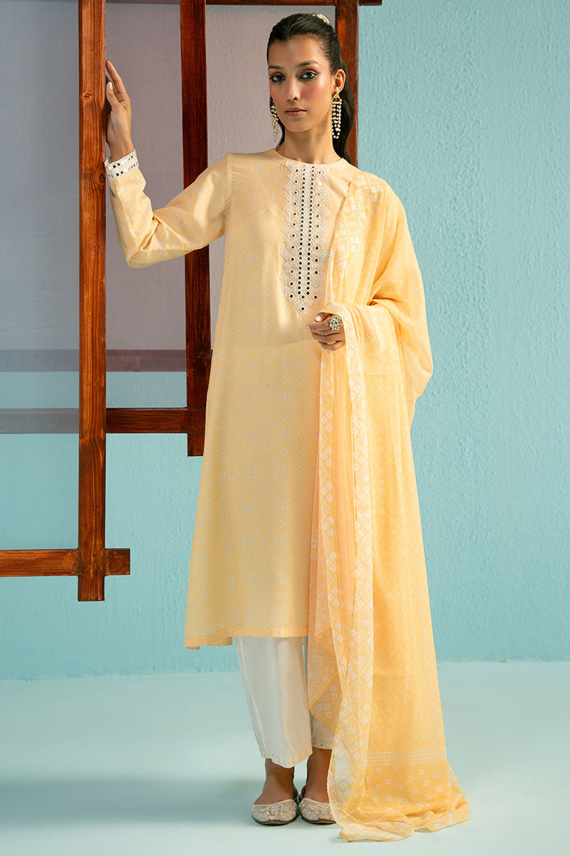 Cross Stitch | Basic Pret | Iris Lime-2PC (Shirt & Dupatta)-1