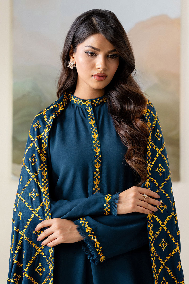 Cross Stitch | Exclusive Pret | Sage Blue-2PC(Shirt & Duppata)-1