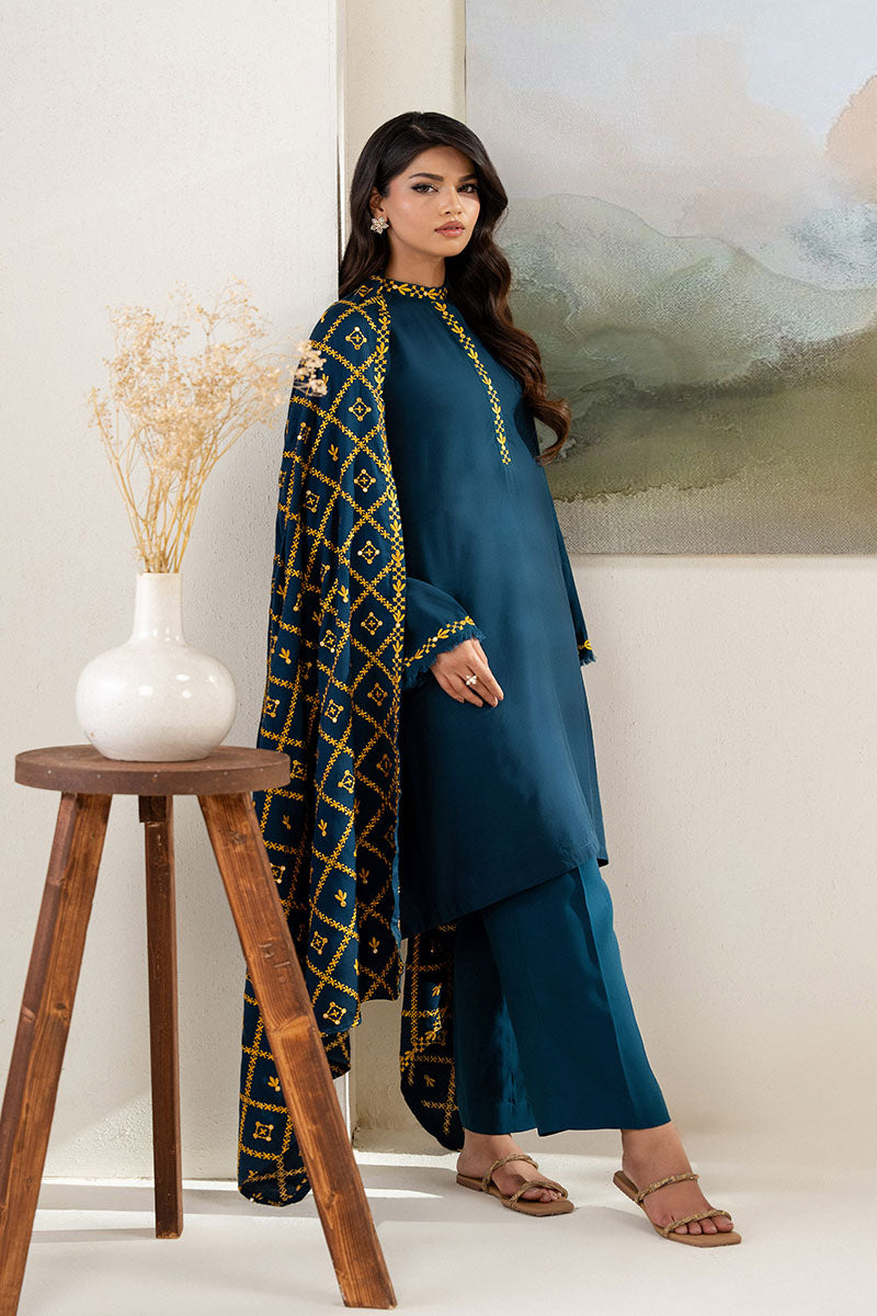 Cross Stitch | Exclusive Pret | Sage Blue-2PC(Shirt & Duppata), image 5