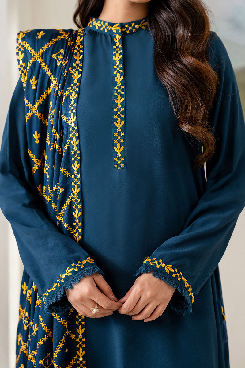 Cross Stitch | Exclusive Pret | Sage Blue-2PC(Shirt & Duppata)-3
