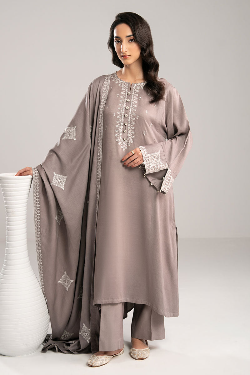 Cross Stitch | Exclusive Pret | Gray Dust-2PC(Shirt & Duppata)