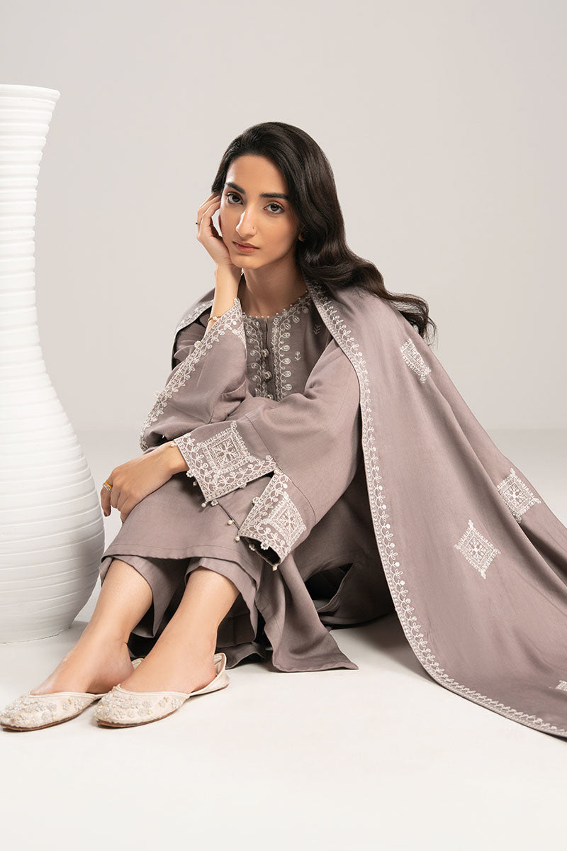 Cross Stitch | Exclusive Pret | Gray Dust-2PC(Shirt & Duppata), image 3