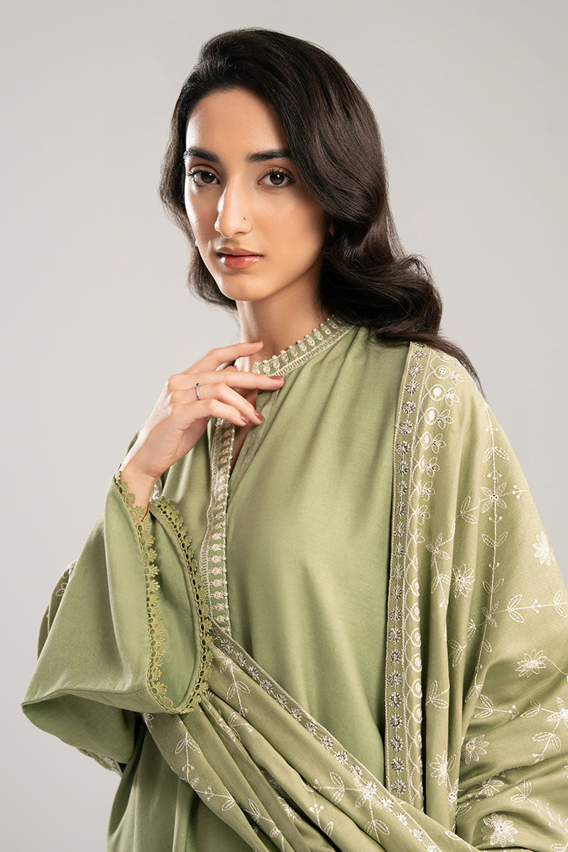 Cross Stitch | Exclusive Pret | Mint Stitch-2PC(Shirt & Duppata)-2