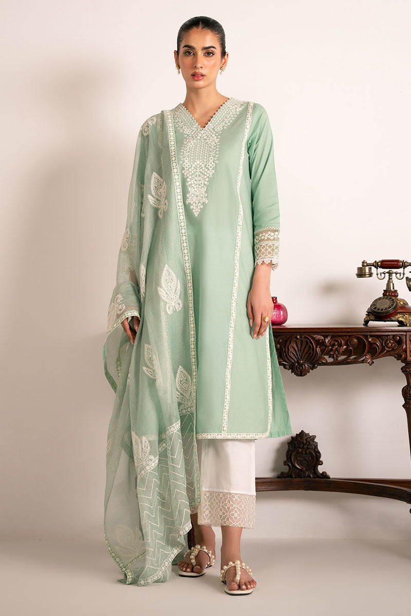 Cross Stitch | Exclusive Pret | Green Glimmer-2PC (Shirt & Dupatta)