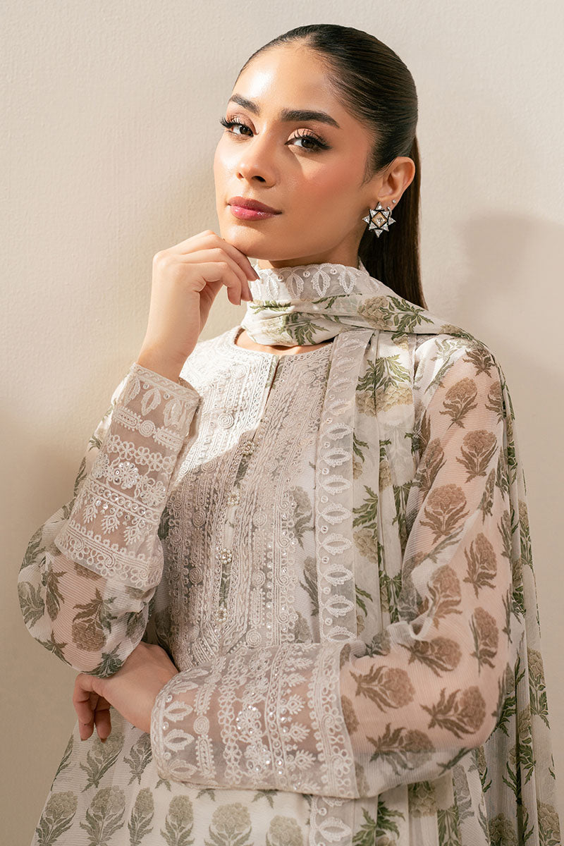 Cross Stitch | Exclusive Pret | Green Sparkle-3PC (Shirt, Trouser & Dupatta)