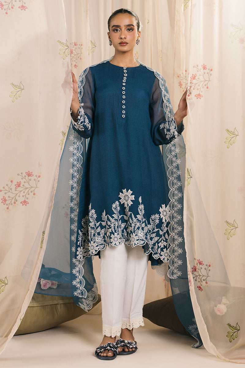 Cross Stitch | Exclusive Pret | Cerulean-2PC (Shirt & Dupatta), image 5