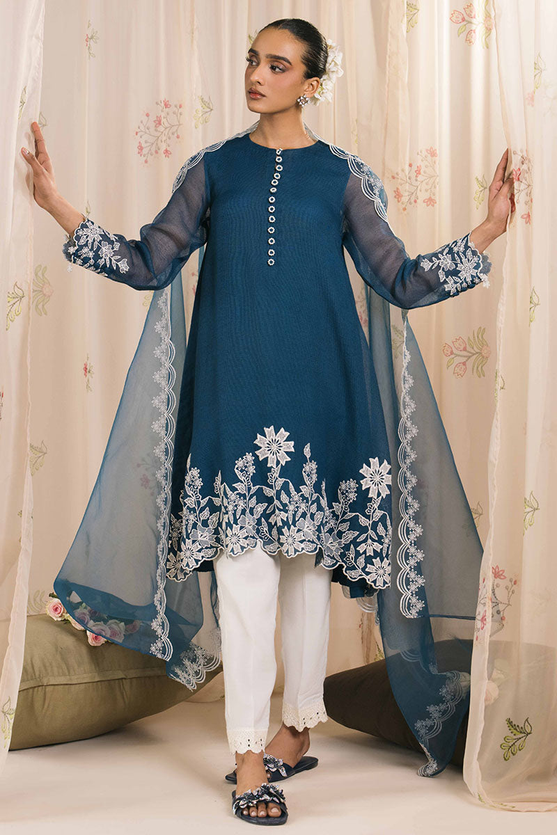 Cross Stitch | Exclusive Pret | Cerulean-2PC (Shirt & Dupatta), image 3