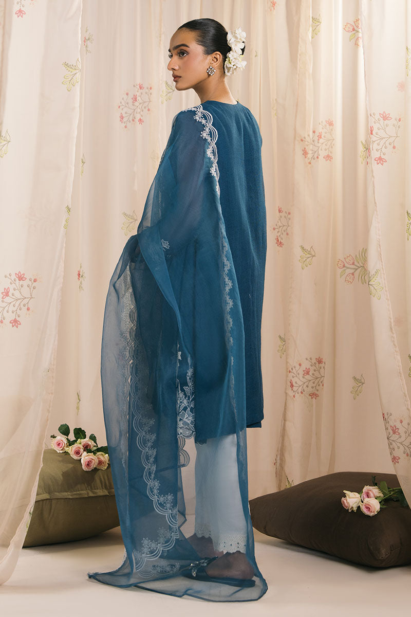Cross Stitch | Exclusive Pret | Cerulean-2PC (Shirt & Dupatta), image 6