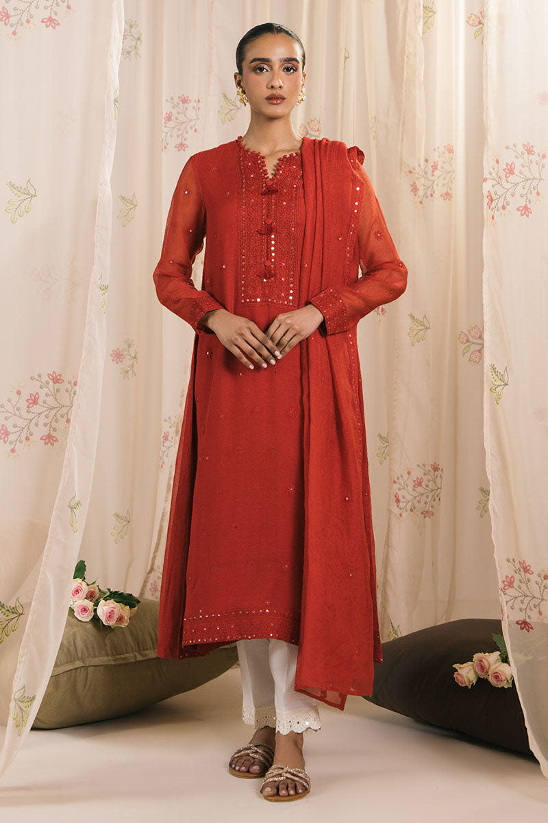 Cross Stitch | Exclusive Pret | Scarlet Threads-2PC (Shirt & Dupatta)