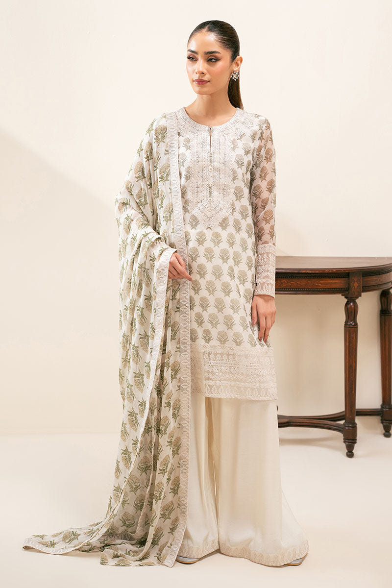 Cross Stitch | Exclusive Pret | Green Sparkle-3PC (Shirt, Trouser & Dupatta)