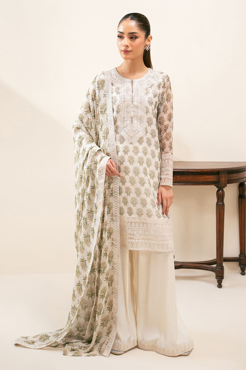 Cross Stitch | Exclusive Pret | Green Sparkle-3PC (Shirt, Trouser & Dupatta)-1
