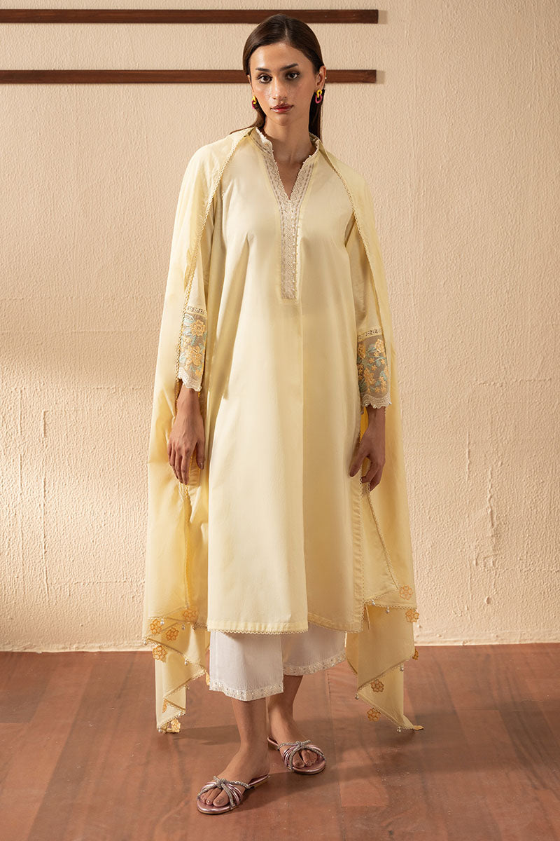 Cross Stitch | Exclusive Pret | Gold Fuzz-2PC (Shirt & Dupatta), image 4