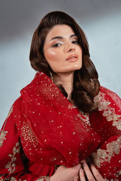 Enzo | Soiree Luxury Pret | Belle Époque-Brand:Enzo-Type:Ladies Clothes-Red-Pure Silk-House of Maryam- Buy in UK, USA