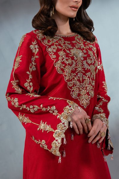 Enzo | Soiree Luxury Pret | Belle Époque-Brand:Enzo-Type:Ladies Clothes-Red-Pure Silk-House of Maryam- Buy in UK, USA
